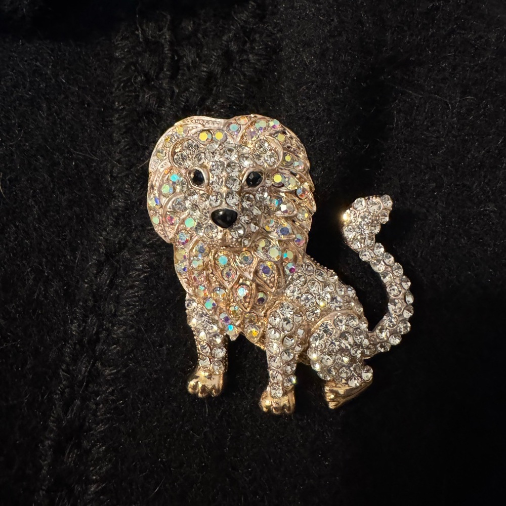 2.5" Deluxe Large Lion Rhinestone CZ BLING Gold Tone Brooch NEW